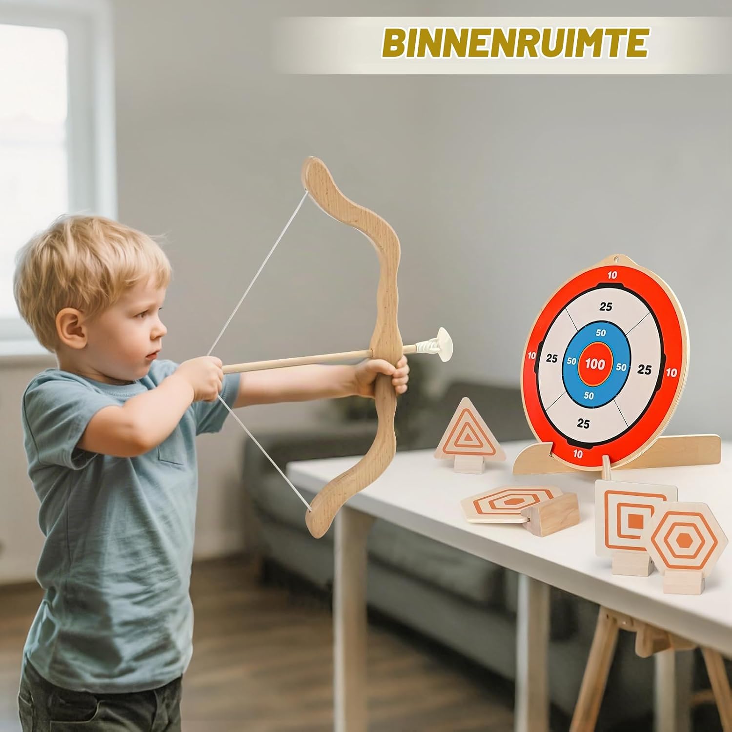 Thumbnail 3 de YIMORE MZ001 houten pijl-en-boogset voor kinderen met zuignappijlen