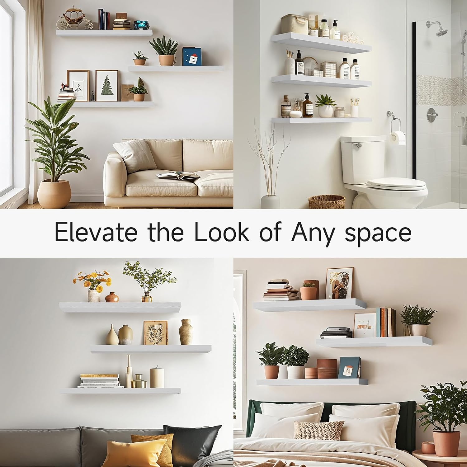 Thumbnail 6 de BAYKA FSD3V147 White Floating Shelves, Set of 3, 35.4-Inch