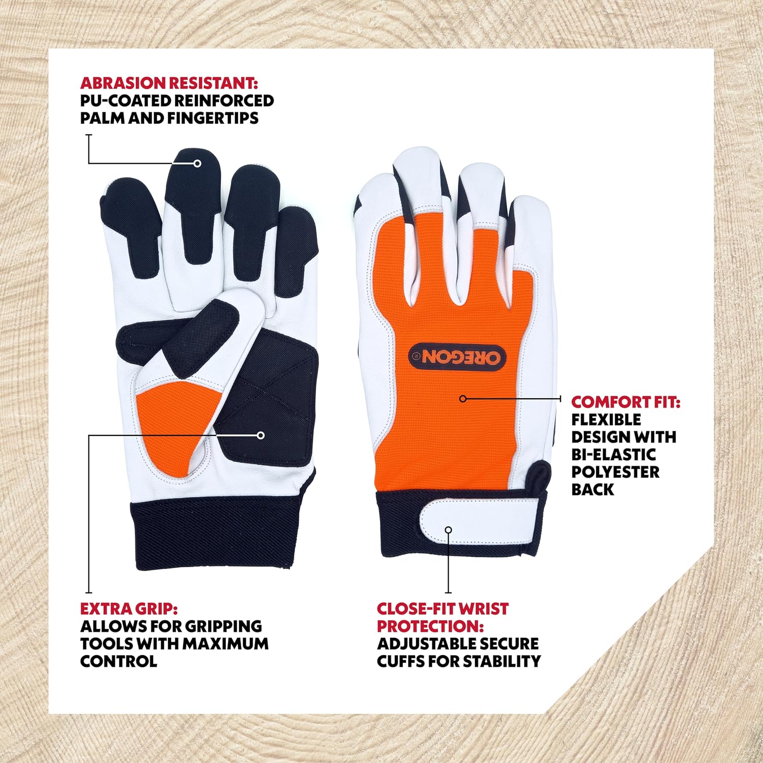 Detalle 2 de Oregon Technical Working Gloves – Protective Safety Gloves for Forestry, Gardening & Outdoor Work
