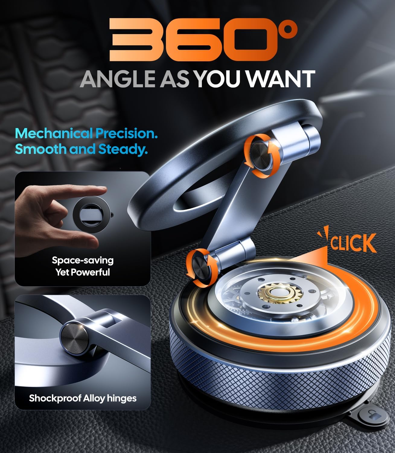 Thumbnail 4 de Wigoo Vacuum Magnetic Phone Holder for Car with 80LBS Suction and 360° Adjustment