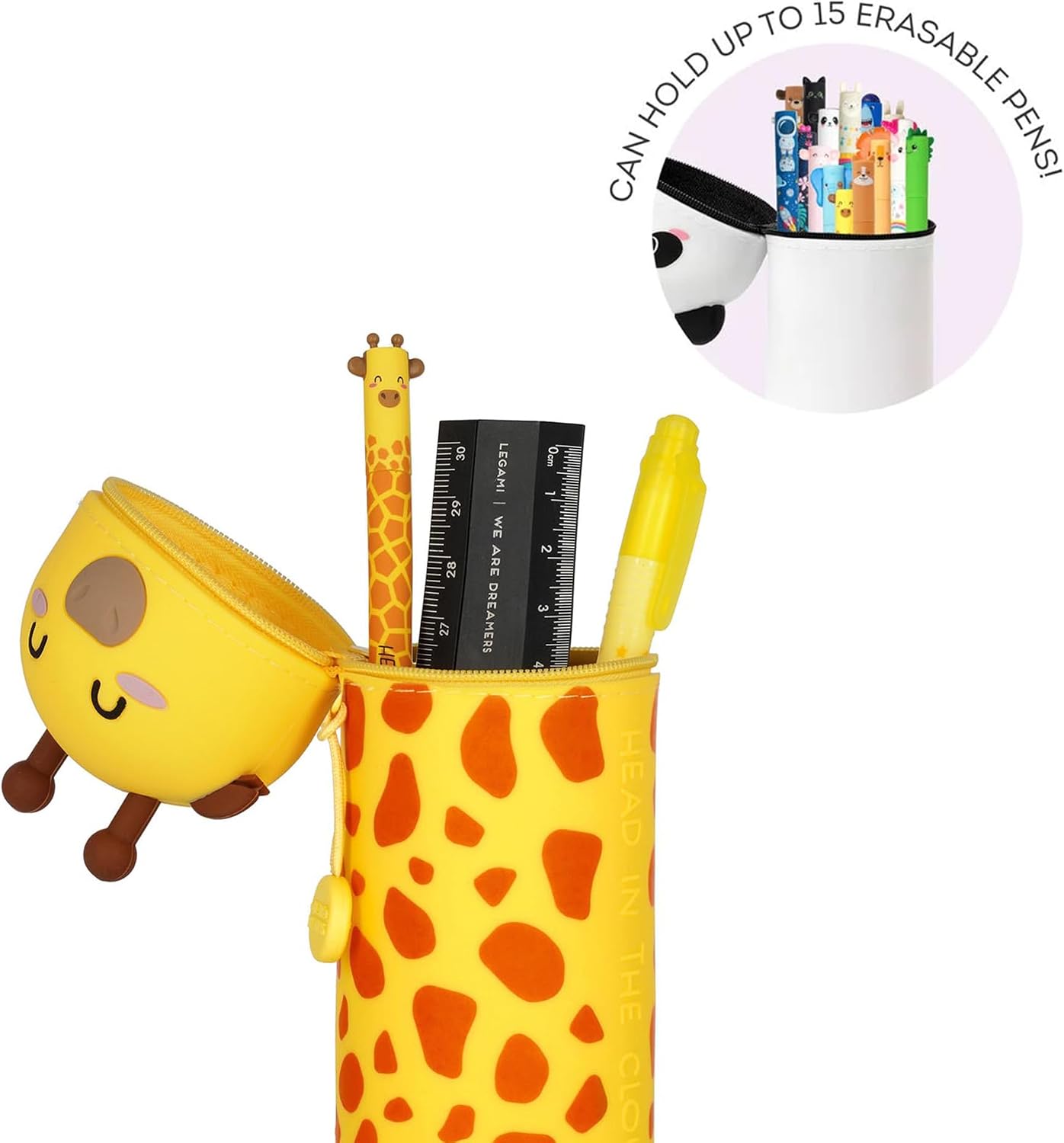 Detalle de Legami Kawaii 2-in-1-etui van zachte siliconen, giraffe, 18,5 cm