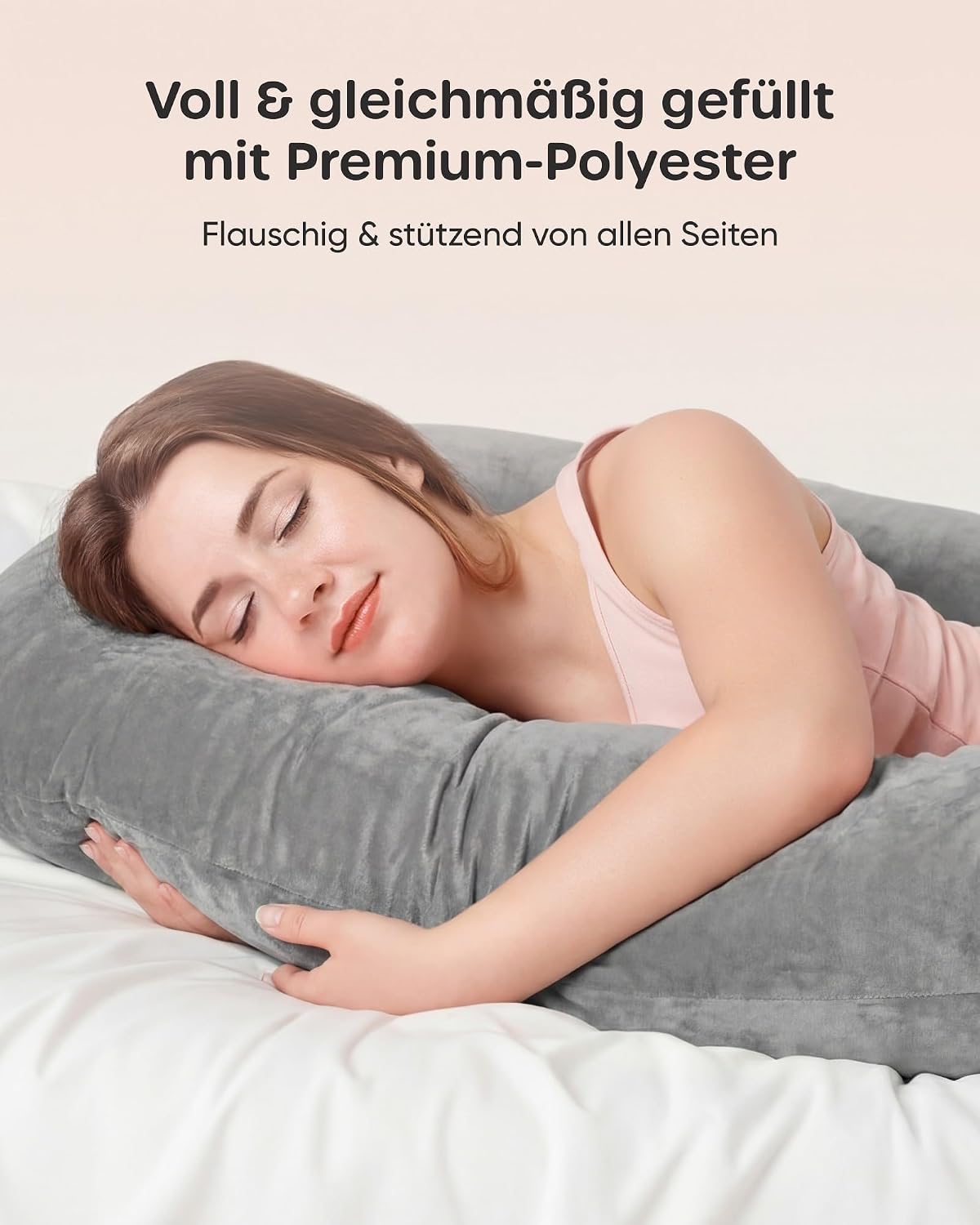 Thumbnail 4 de Nuliie Schwangerschaftskissen U-Form – Komplettunterstützendes Kissen mit waschbarem Bezug (Grau)