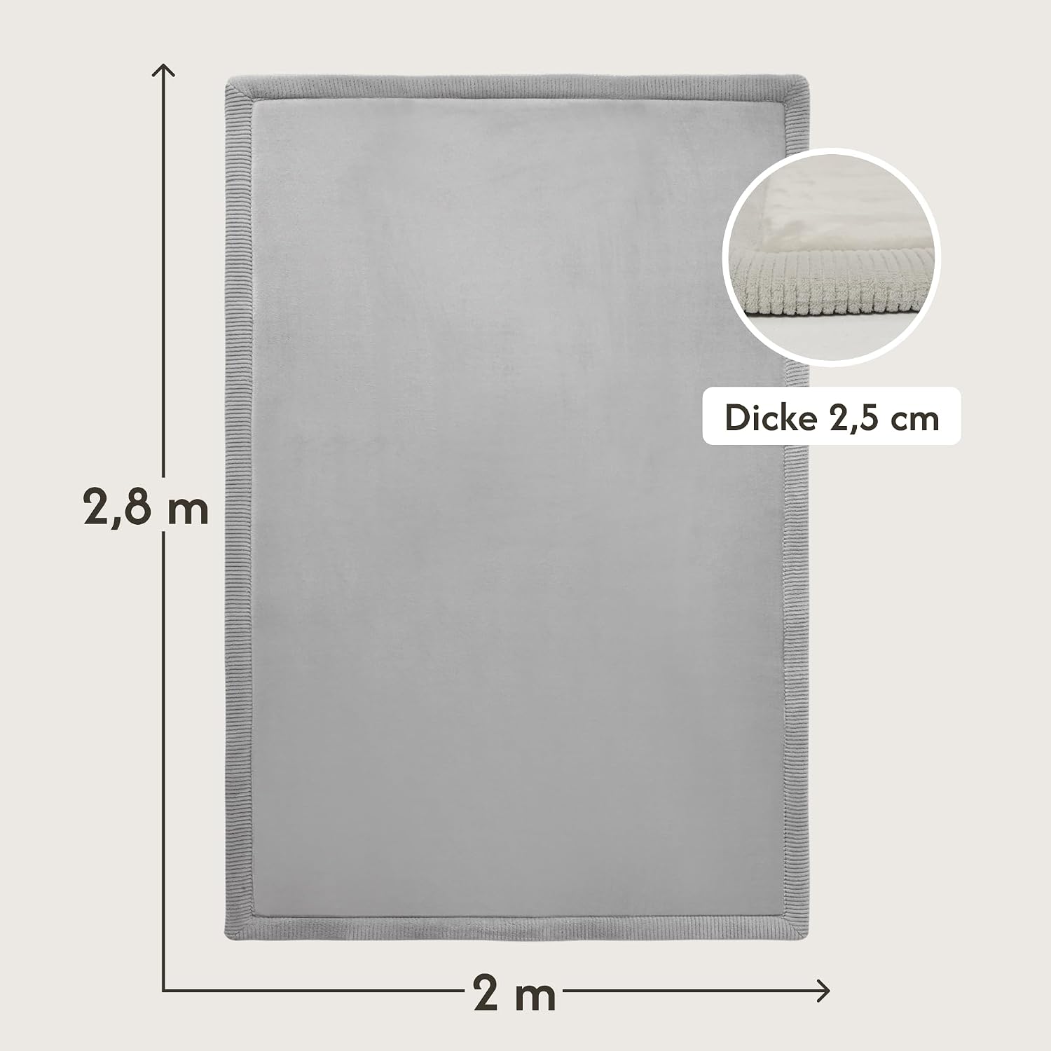 Thumbnail 1 de Hakuna Matte Wolkenweiche Spielmatte Baby 280x200x2,5cm Grau – rutschfeste Tatami-Matte mit drei Schichten