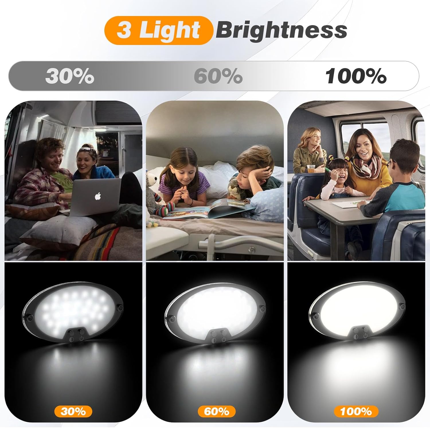 Thumbnail 3 de Kriogor 12V LED Caravan Interior Ceiling Light with Remote (54 LEDs, Dimmable, 3 Colours)