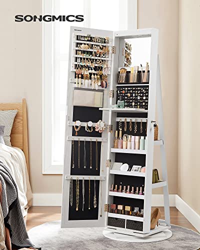 Thumbnail 1 de SONGMICS Armoire à Bijoux avec Miroir et LED – rangement pivotant 360°, 6 LED, portes verrouillables (JJC007W01)