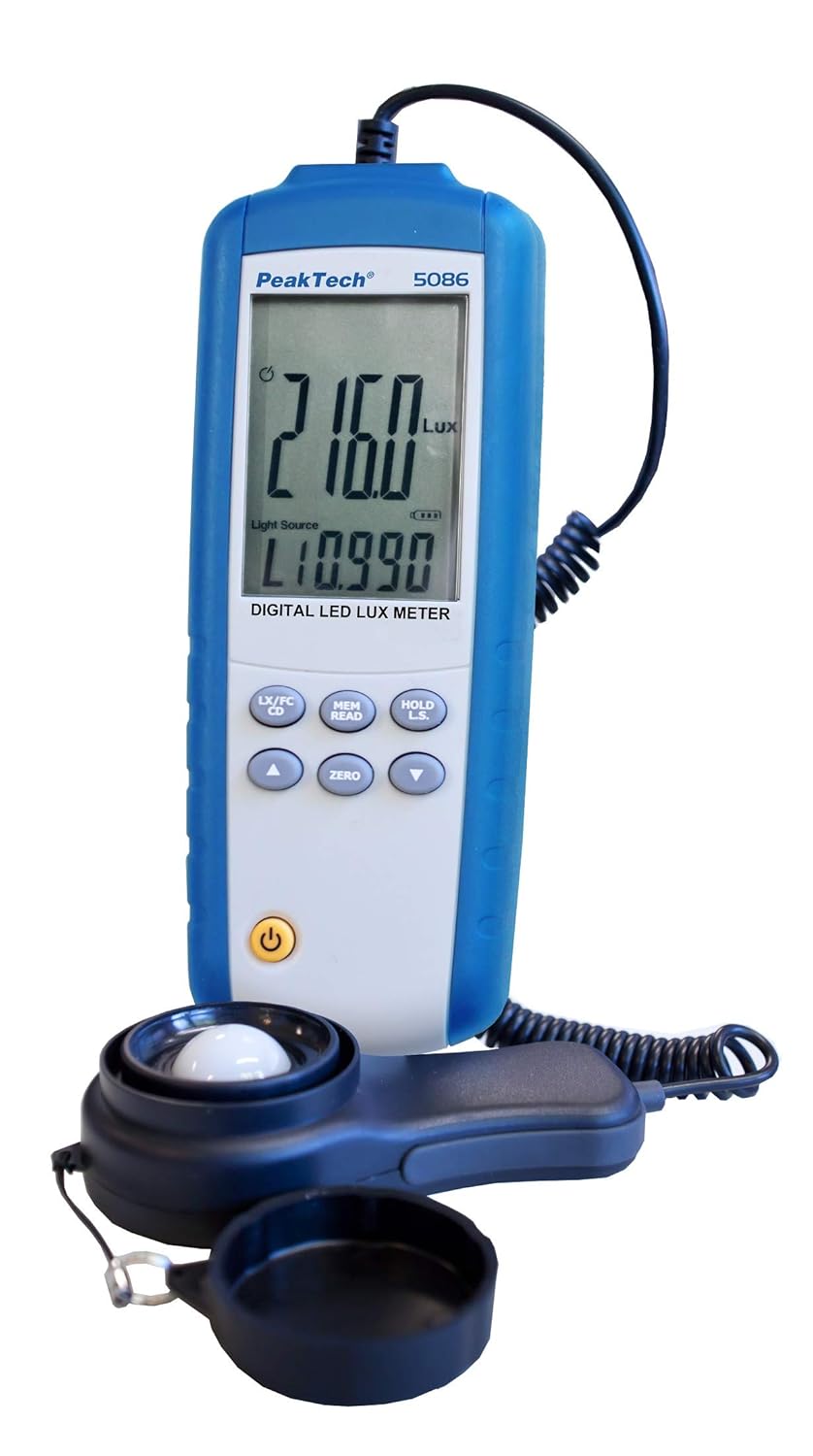 Detalle de Peaktech P 5086 Digitales LED Lux-Messgerät – präzise Beleuchtungsmessung mit externem Sensor