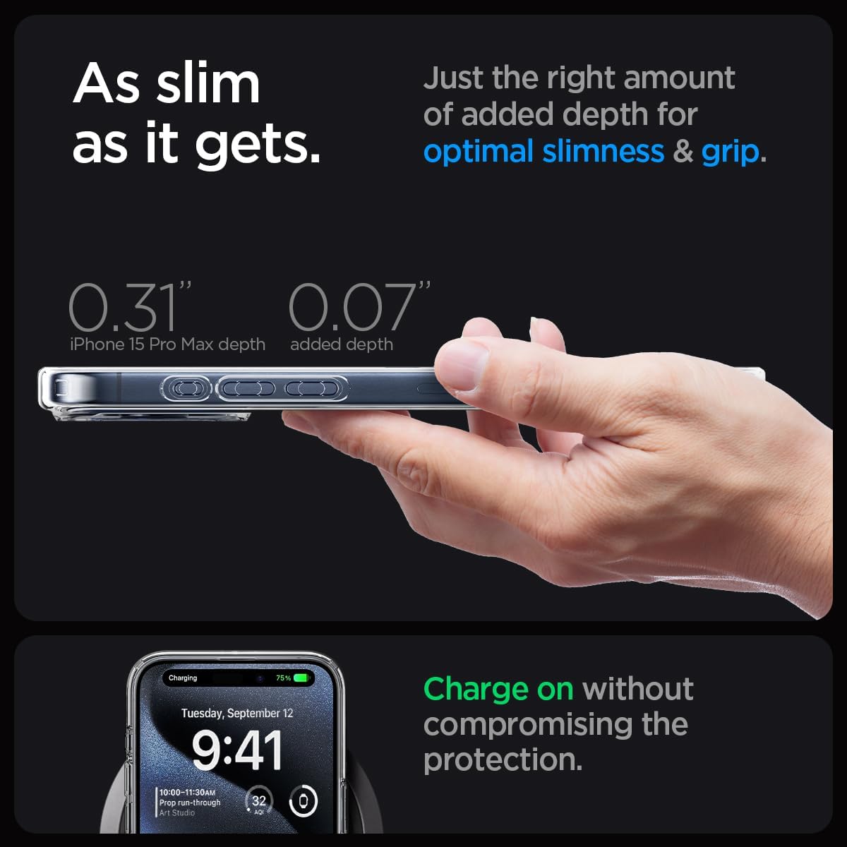 Detalle 2 de Spigen Ultra Hybrid MagFit pour iPhone 15 Pro Max (semi-transparent) – Coque Frost Clair