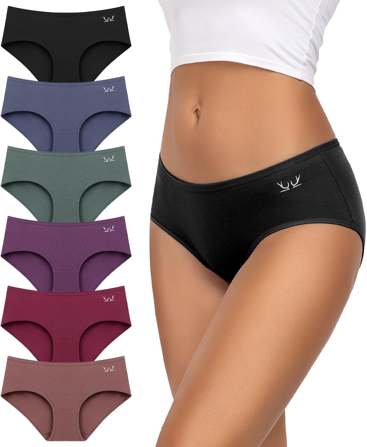 Detalle 2 de TANSTC Damen Unterhosen Baumwolle 6er-Pack Hipster