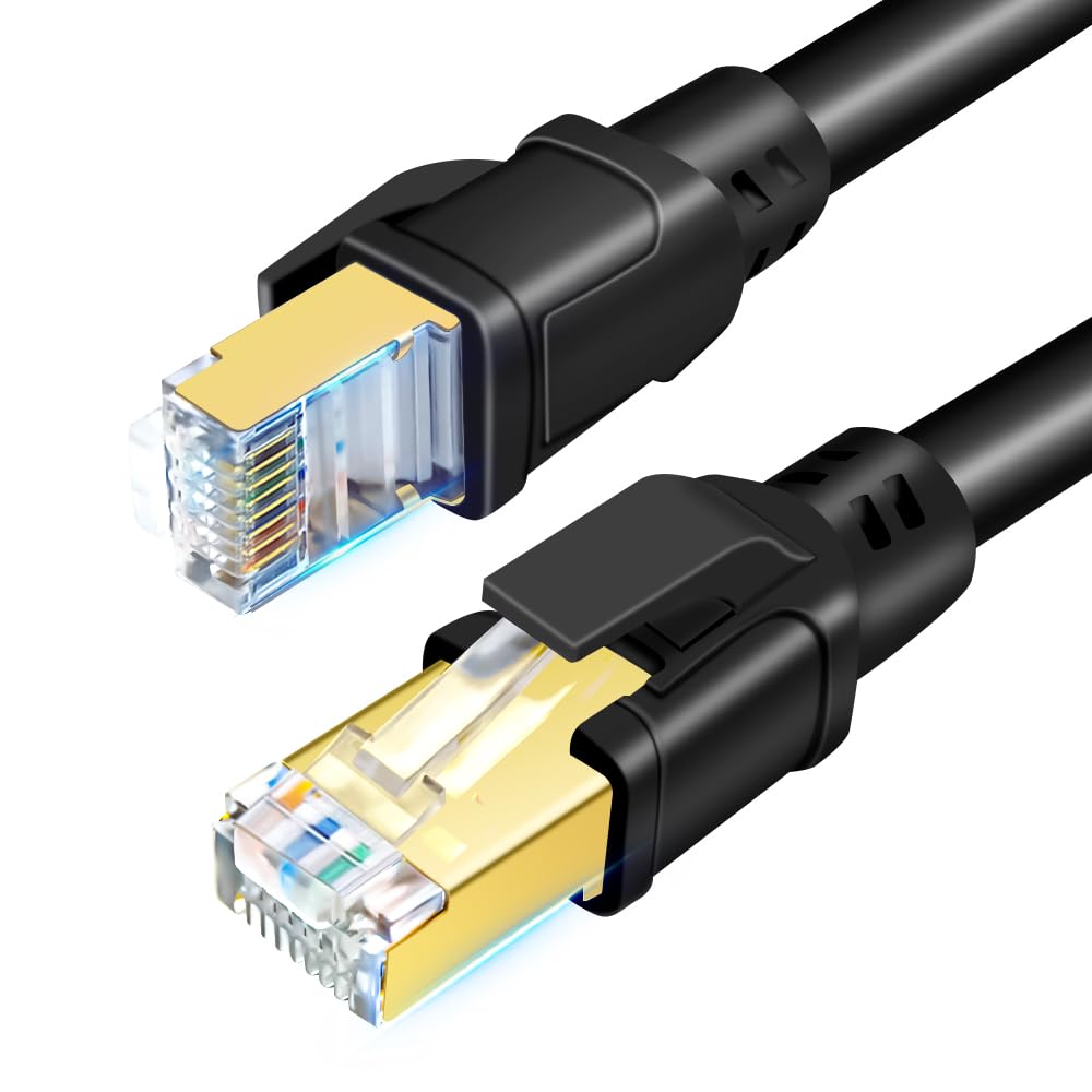 Detalle de DDMALL CAT8 Ethernet Cable 5 m (F/FTP, 40 Gbps/2000 MHz) with Gold-Plated RJ45 Connector