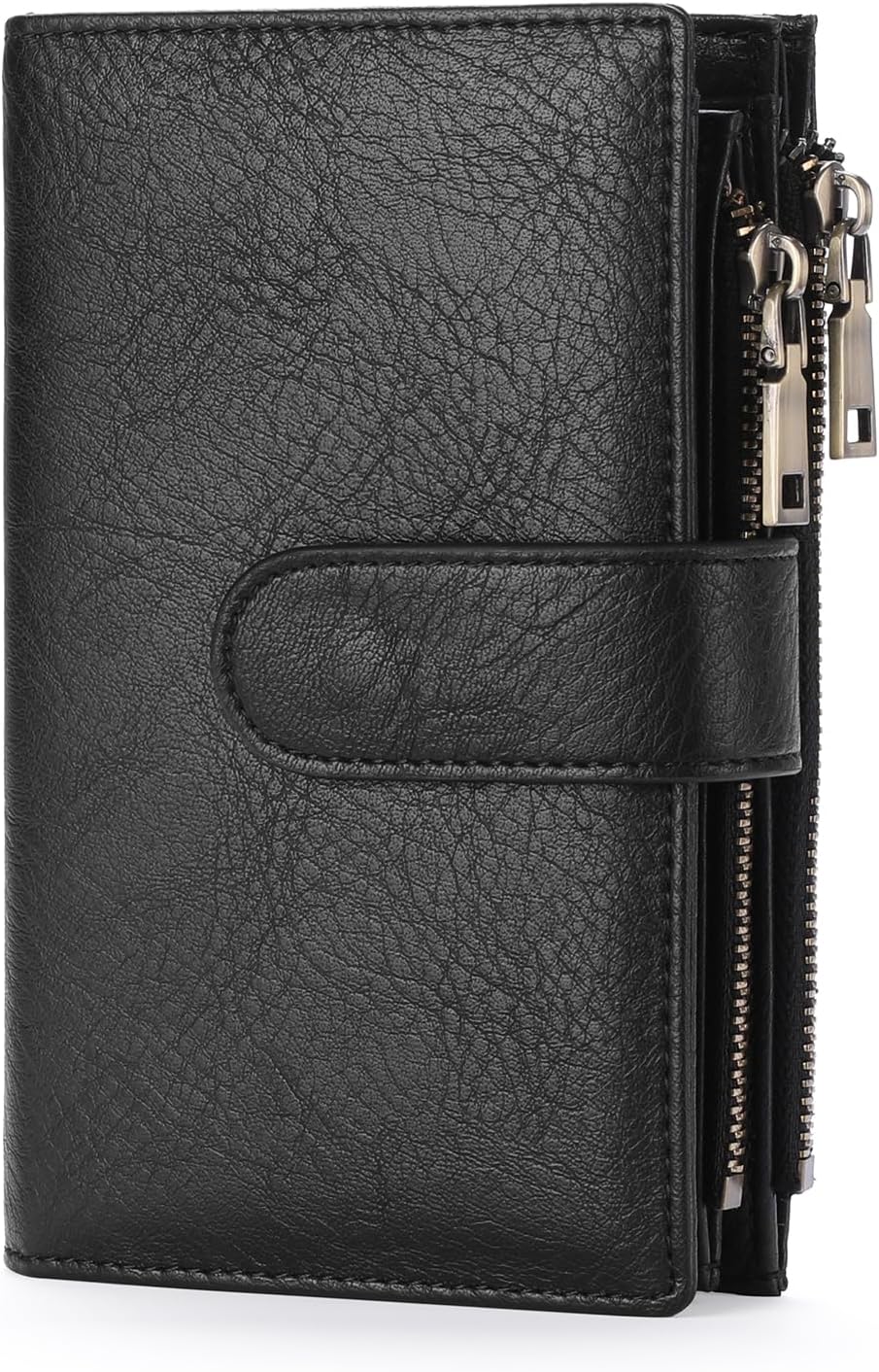 GOIACII Leather Purses for Women: Bifold RFID Blocking Wallet with 16 Card Slots and Zip Coin Pockets