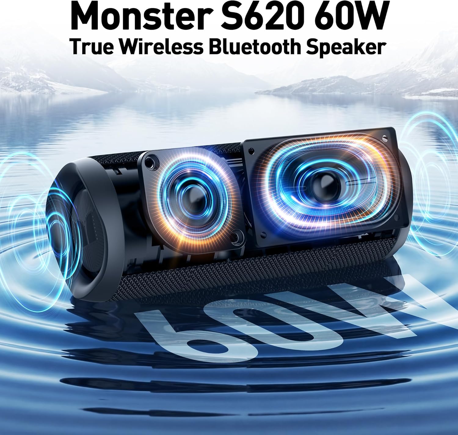 Thumbnail 1 de Monster S620 60W Bluetooth Speaker (IPX8) with Dual Pairing, Bluetooth 5.4, and Built-In Mic