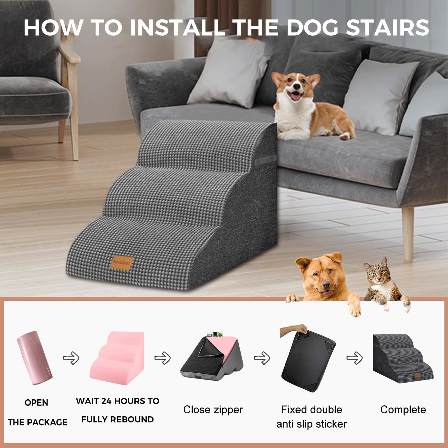 Thumbnail 2 de Trhillsbrad Dog Stairs 3-Step 40x60x40cm