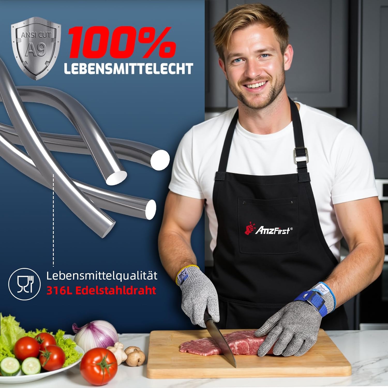 Detalle 2 de AmzFirst Schnittschutzhandschuhe Level 9 đź‘·