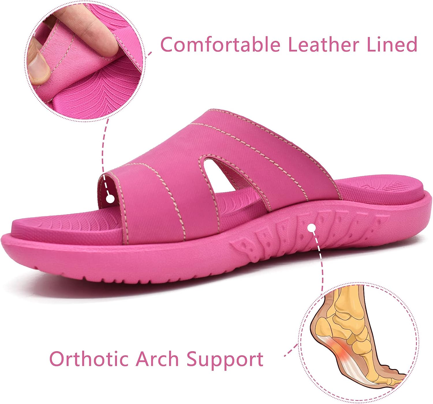 Detalle de KuaiLu Women's Fashion Orthotic Slides: Cushioned, Arch-Support Sandals for Everyday Comfort