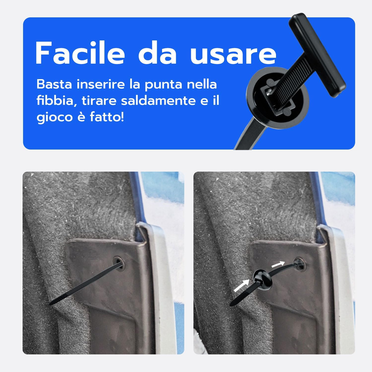 Detalle de Tolesum Fascette in plastica universali in nylon/PP, 200 pezzi per fissaggi e auto
