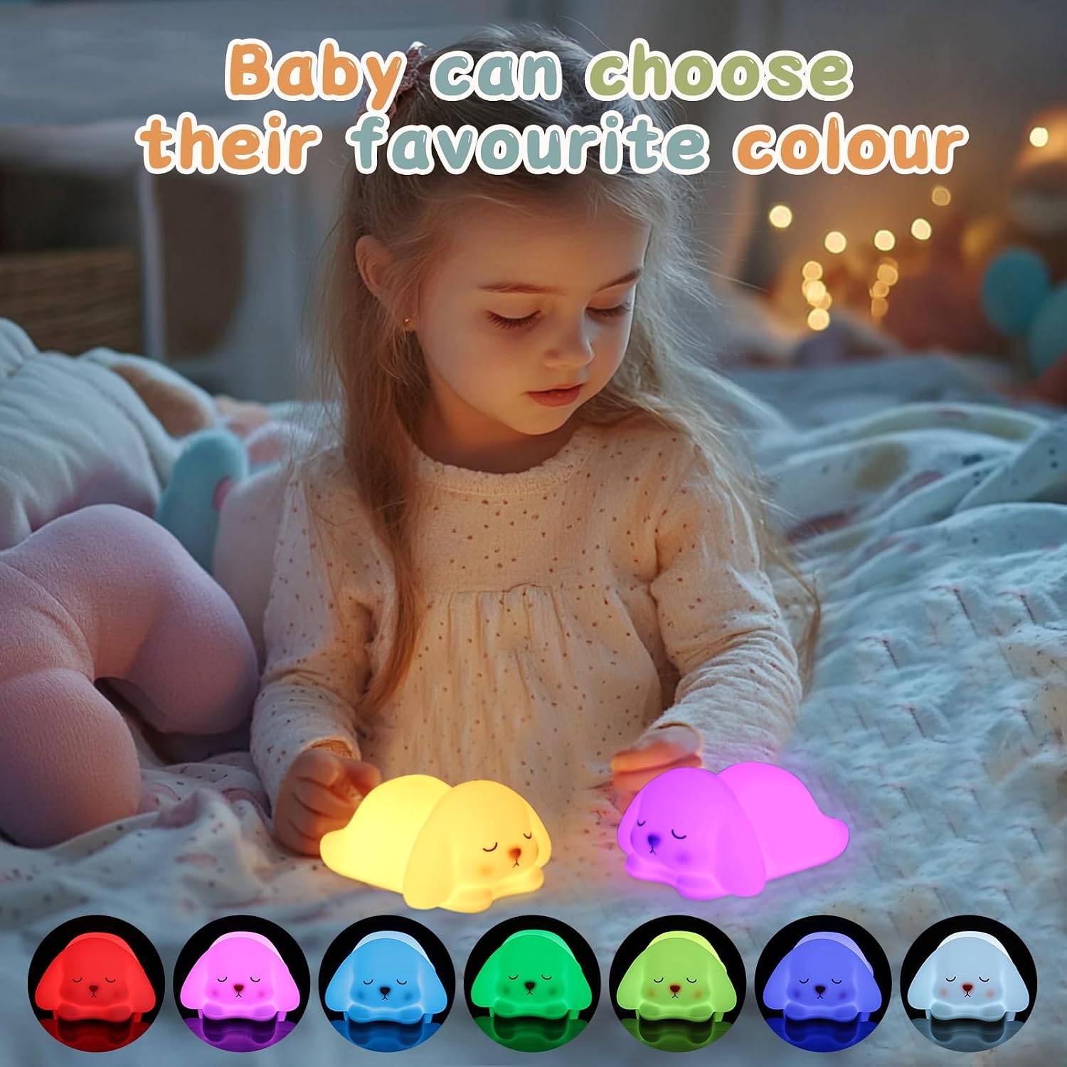 Detalle de ZKLiLi mignon lapin en silicone pour enfants : veilleuse tactile USB (7 variations de couleur)