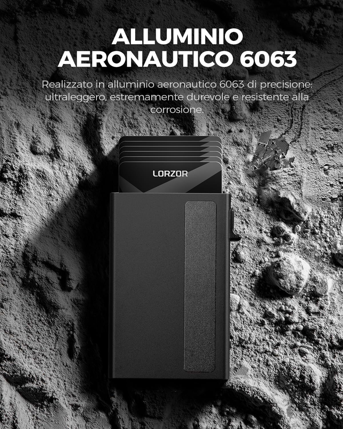 Thumbnail 1 de LORZOR Portafoglio Uomo Slim in vera pelle con RFID, portamonete e chiusura magnetica pop-up (capienza fino a 10 carte)