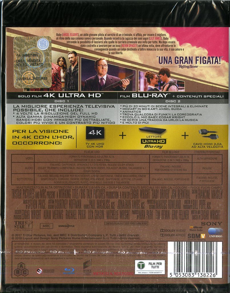 Detalle 2 de Universal Baby Driver – Il genio della fuga (Blu-ray 4K Ultra HD + Blu-ray)
