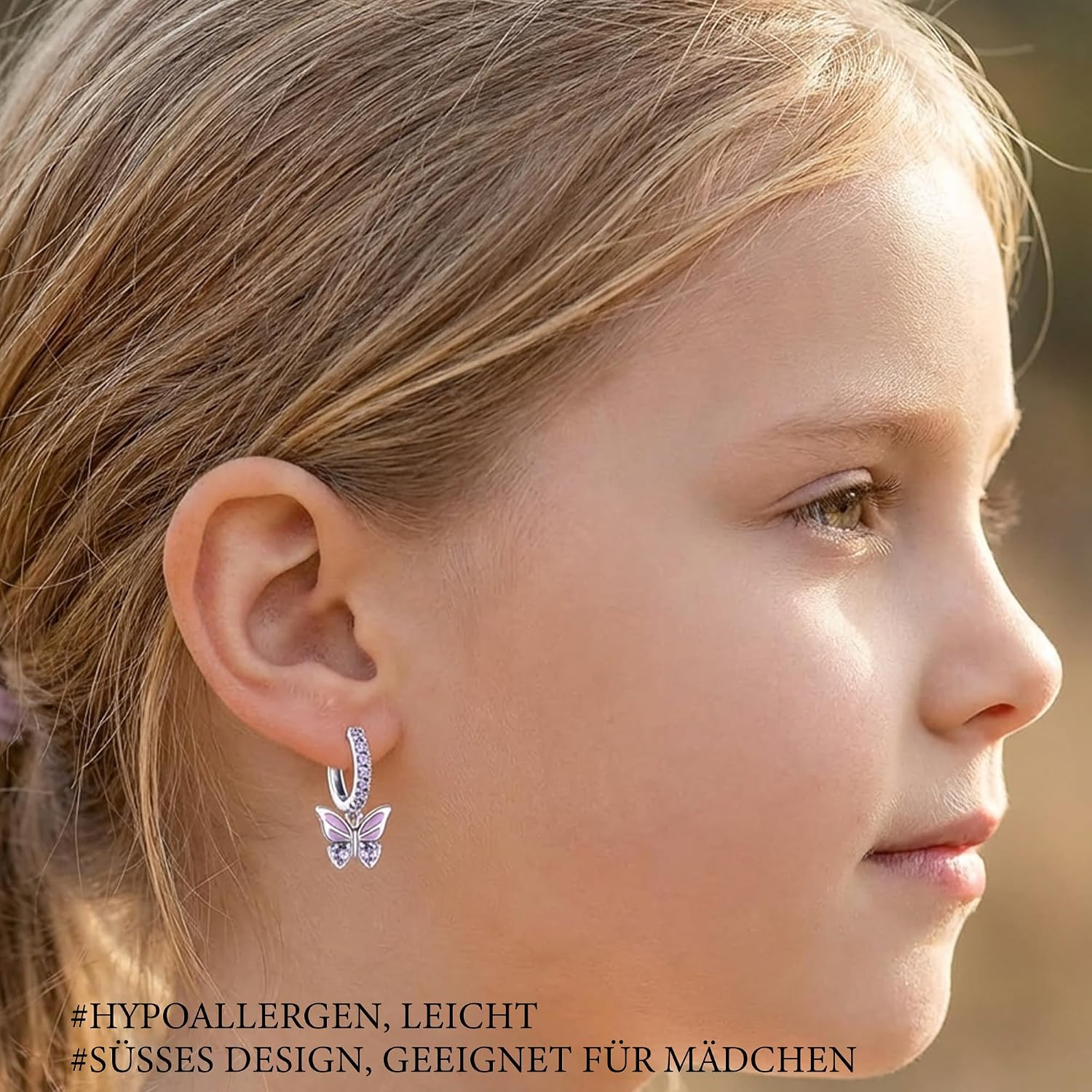 Detalle de XOEMEL Ohrringe aus 925 Silber: kleine Creolen mit Herz-Zirkonia (hypoallergen)