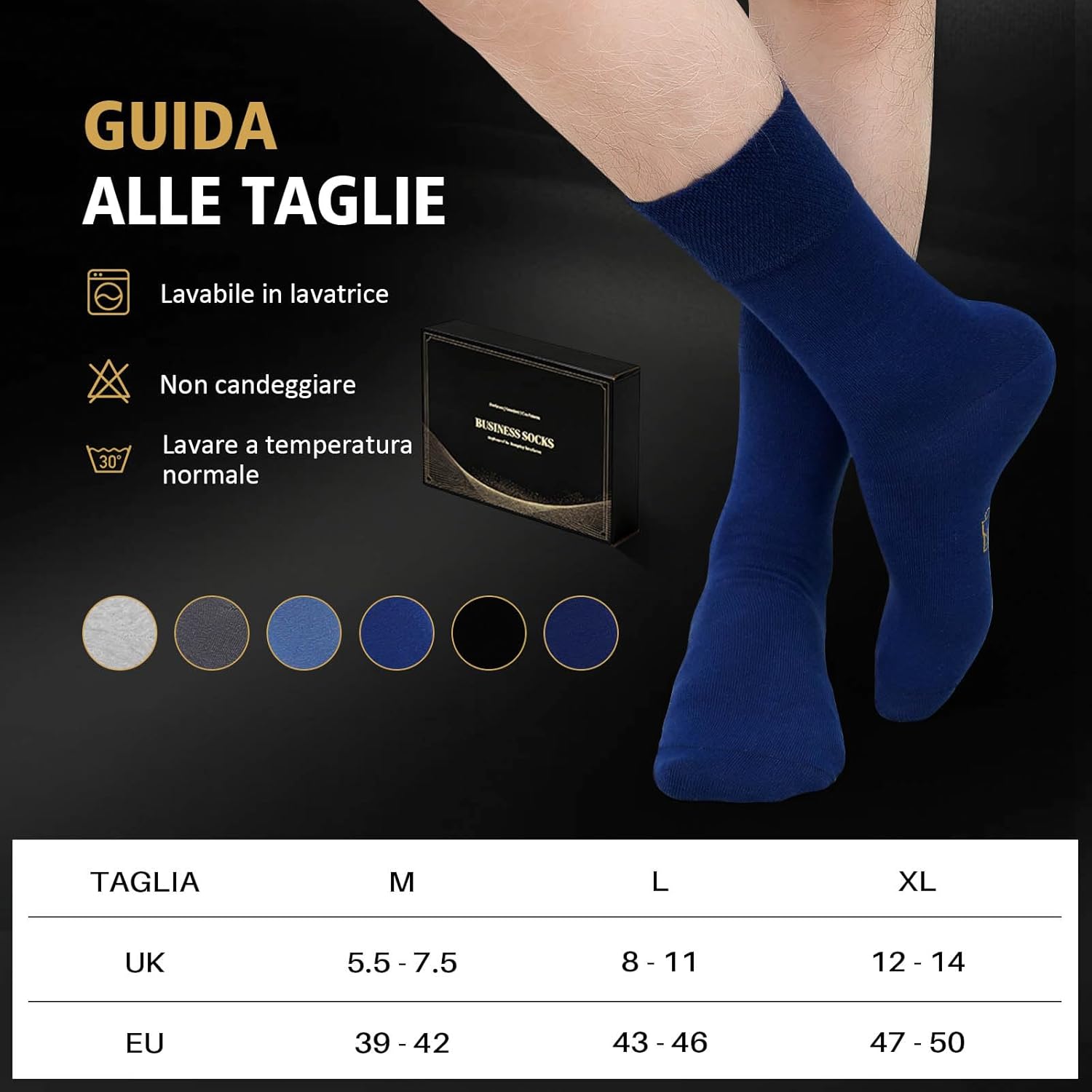 Thumbnail 5 de LOFIR Calzini uomo eleganti in cotone traspirante, senza elastico e senza cuciture (confezione da 6 paia)