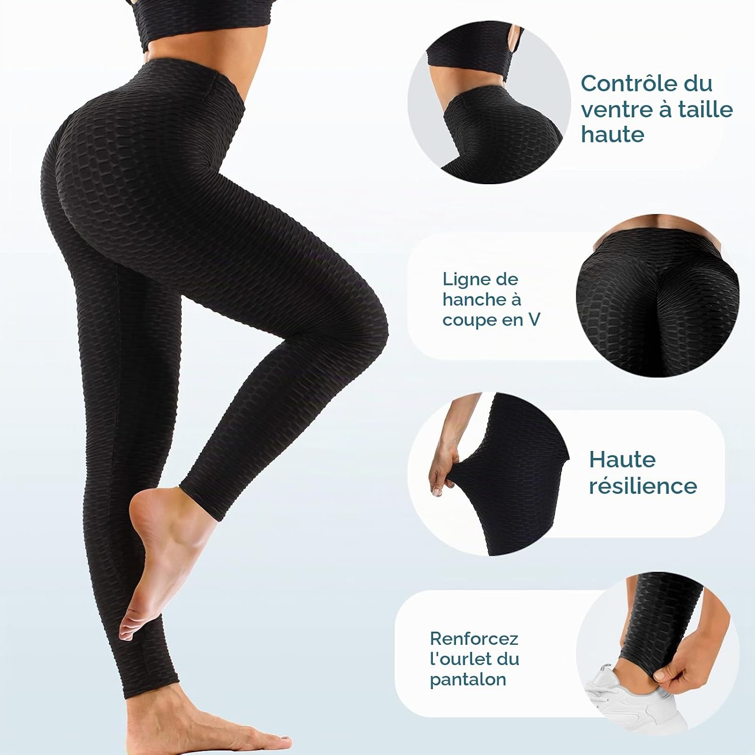 Detalle 2 de Oielai sportlegging voor dames met hoge taille, buikcontrole en 4-way stretch