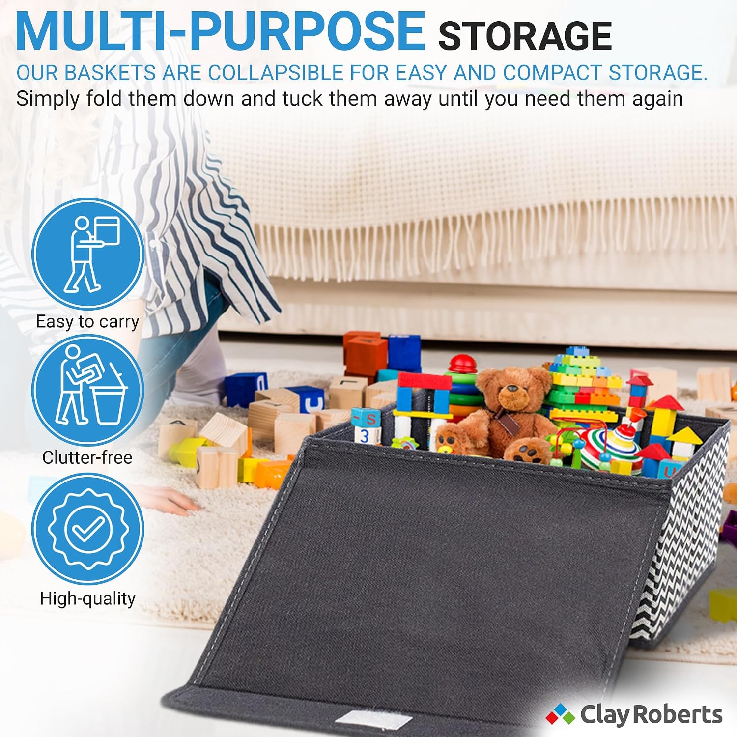 Thumbnail 5 de Clay Roberts Storage Baskets Pack of 2, Grey