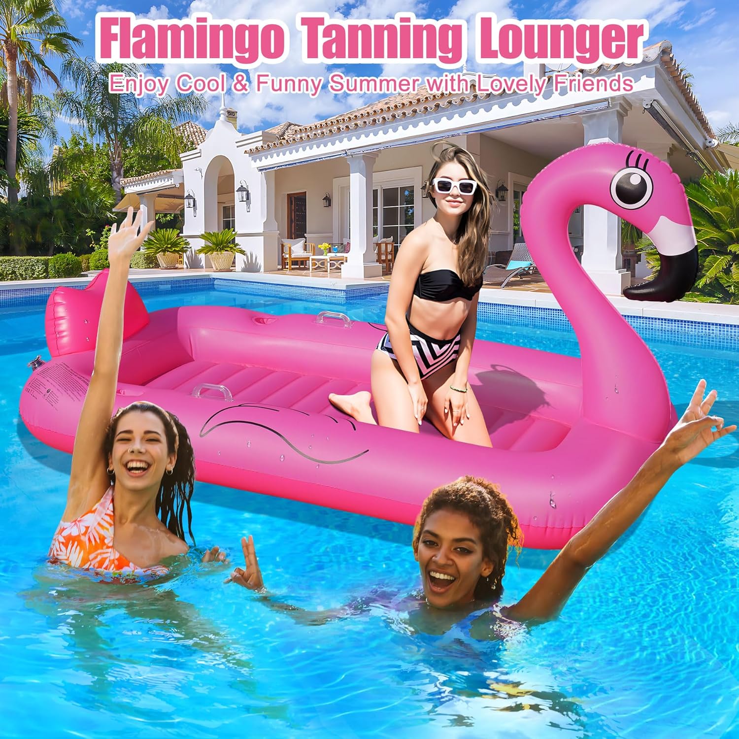 Thumbnail 6 de DeeprBling Flamingo Luftmatratze – Große Poolmatratze mit Getränkehalter, Telefonhalter & Griffe