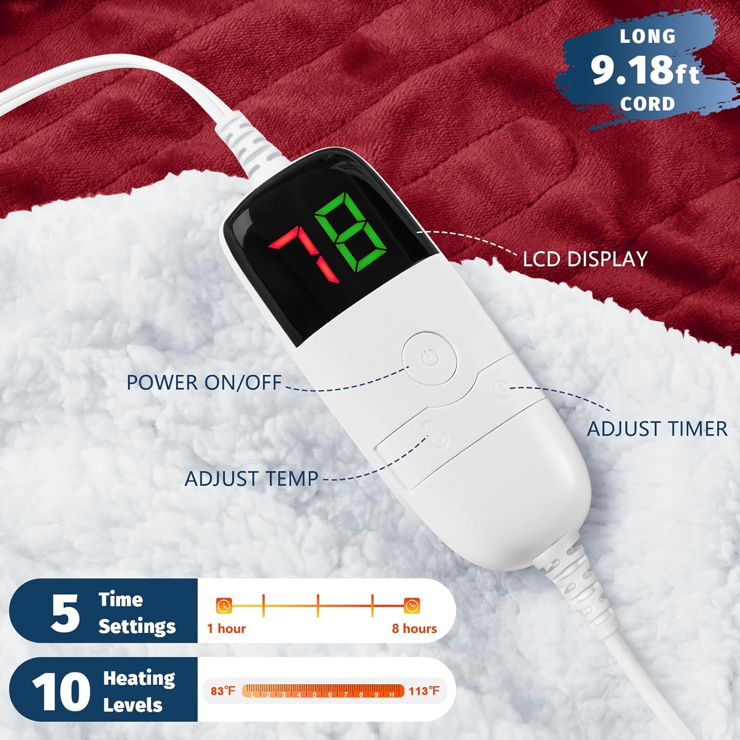 Thumbnail 1 de BOMOVA Twin Heated Electric Blanket (62" x 84")