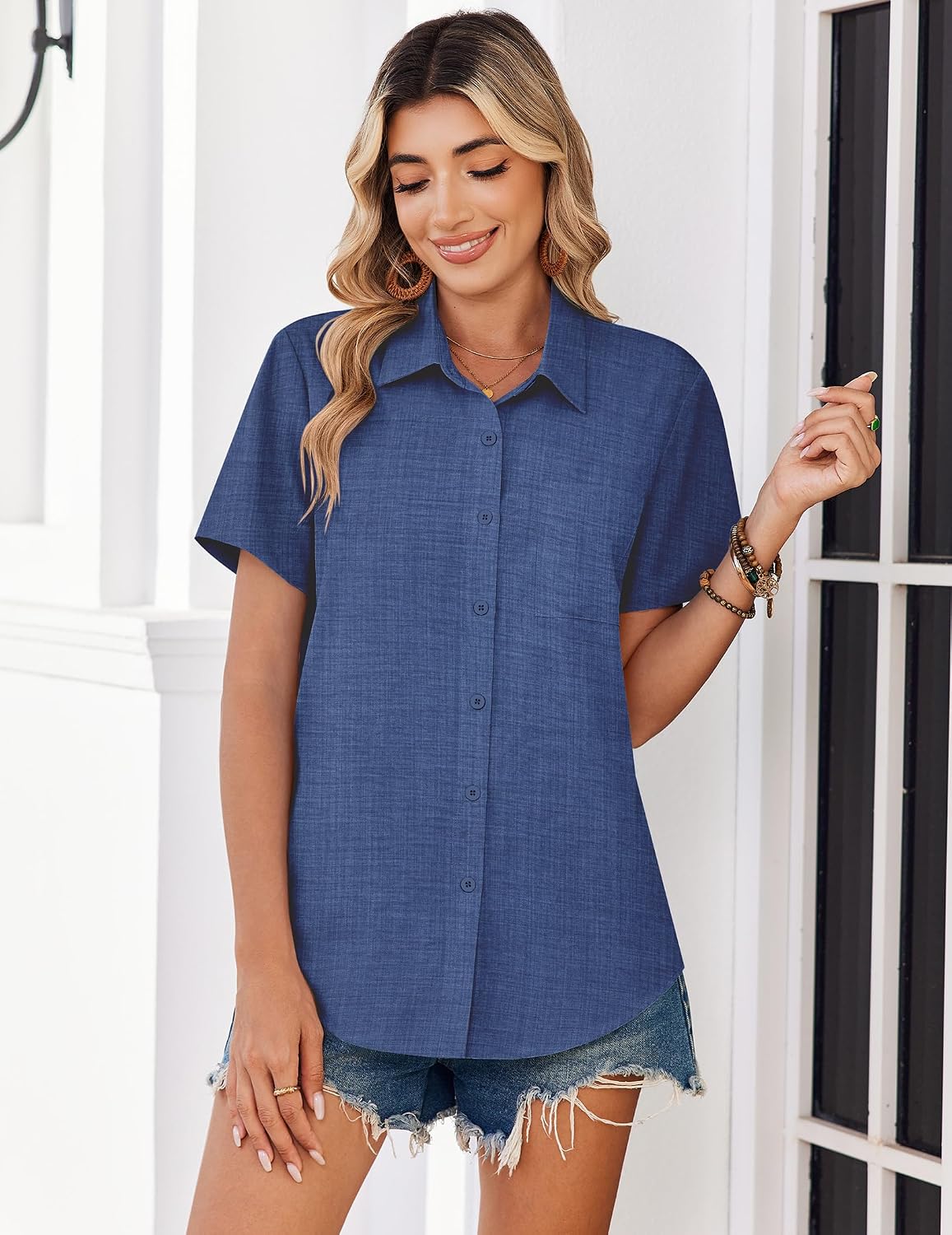 Thumbnail 4 de Zeagoo Women Short Sleeve Button Down Blouse – Casual Work Top for Summer