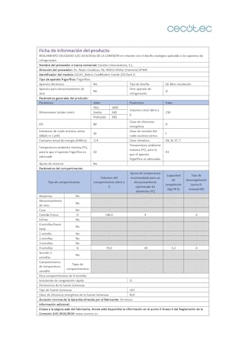 Thumbnail 17 de Cecotec Réfrigérateur combiné Bolero CoolMarket Combi 250 Dark D – 250 L, Total No Frost