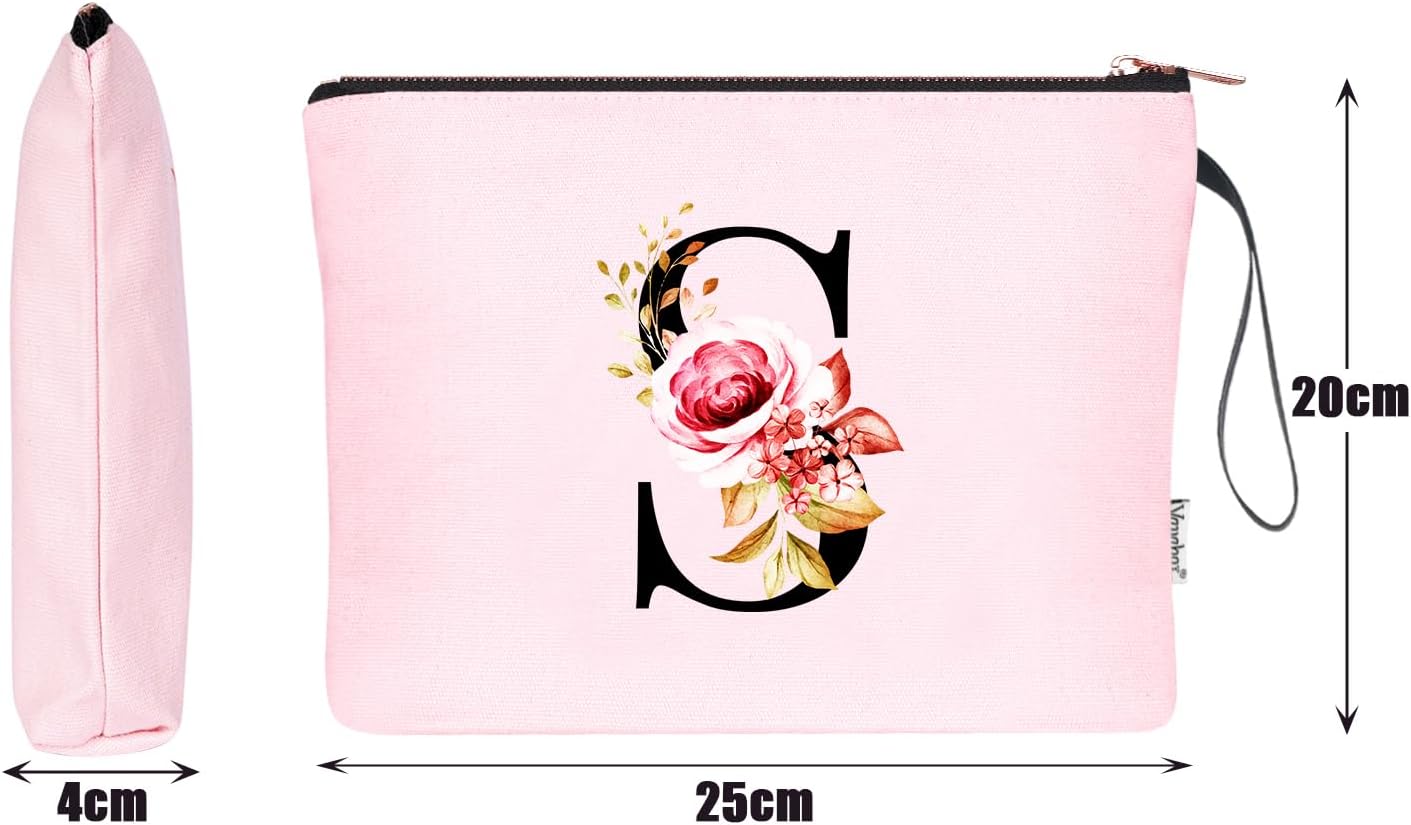 Thumbnail 1 de Vavabox A-Z Personalised Initial Makeup Bag (S, Pink) – canvas & silk-lined cosmetic organiser