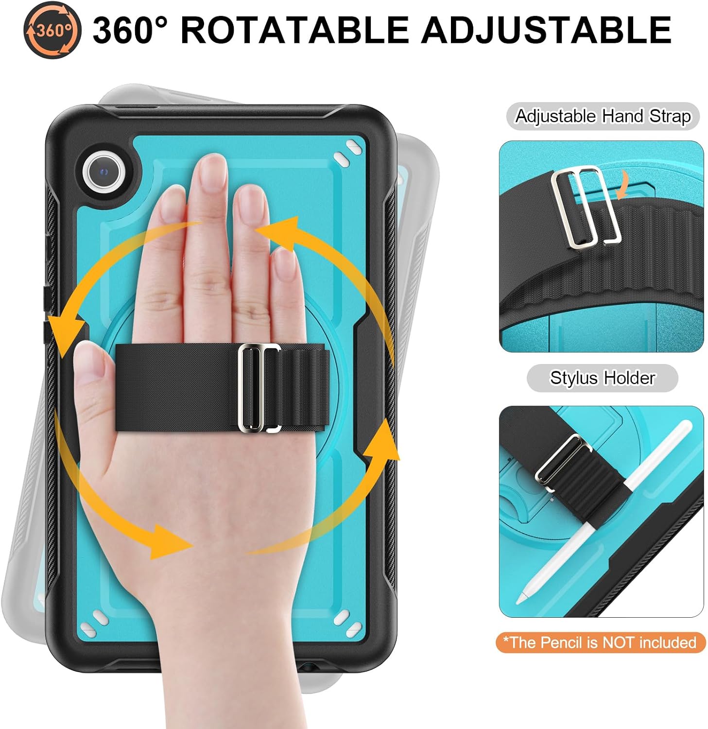 Detalle de Timecity Hülle Für Samsung Galaxy Tab A9 8,7-Zoll (2023): Dreilagiger Schutz, 360°-Ständer, Handschlaufe und mehr