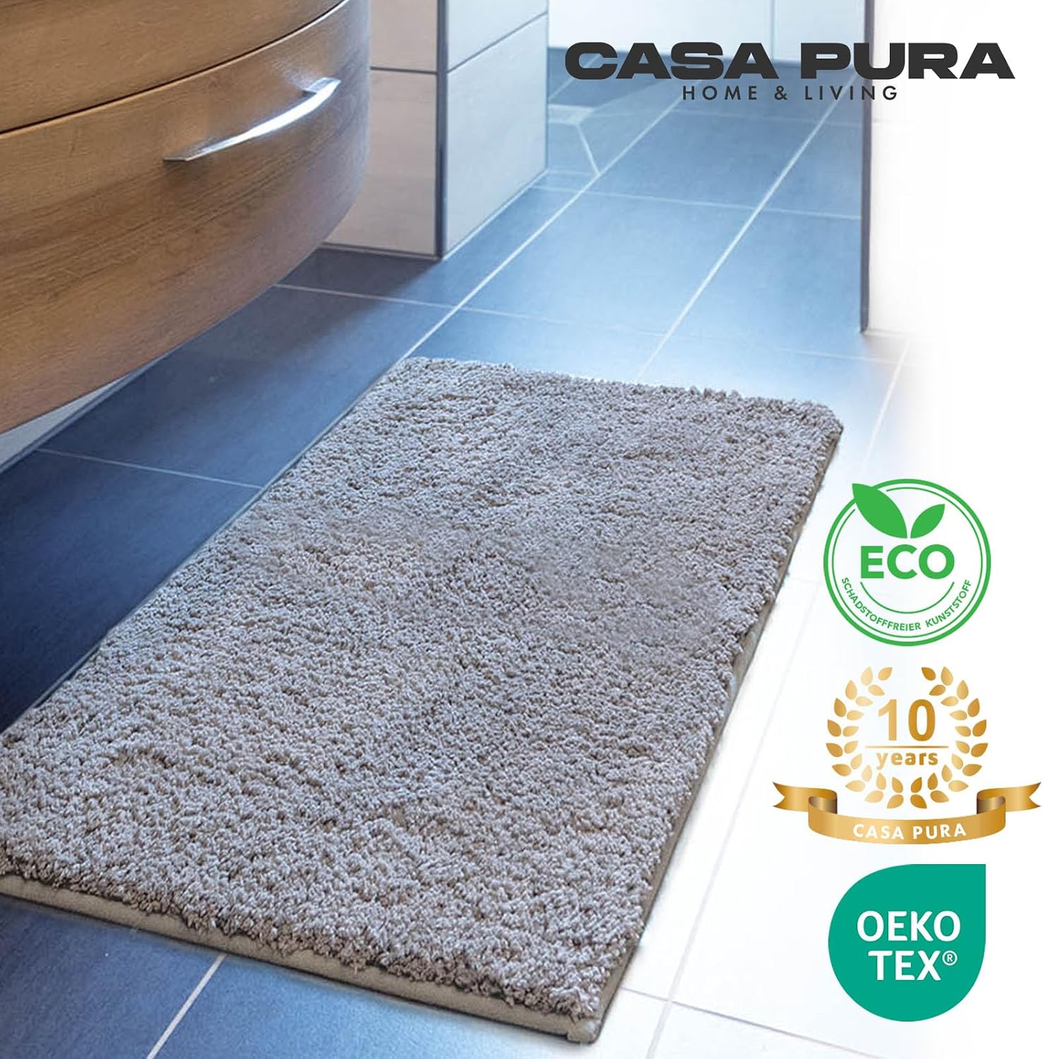 Thumbnail 6 de casa pura Badematte Silbergrau Sky Soft – weicher, rutschfester Badvorleger in Shaggy-Optik (80x150 cm)