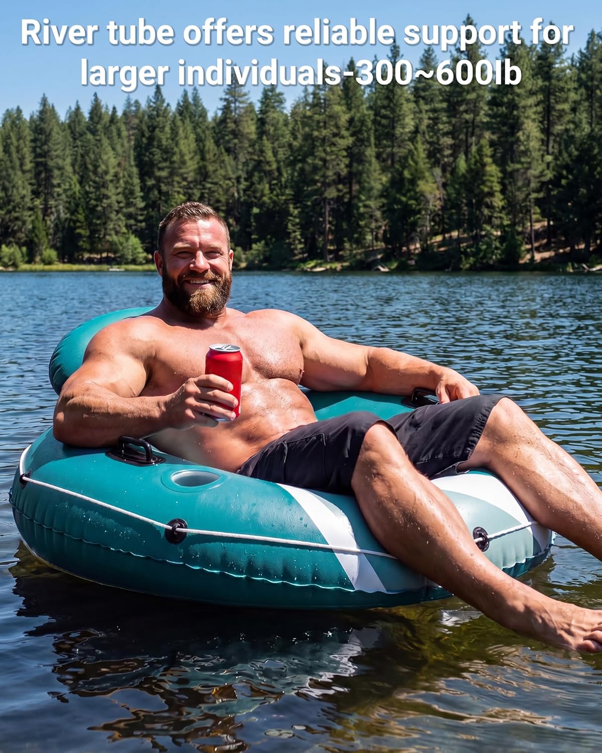 Detalle de River Tube for Adults — Heavy-Duty 48" with Mesh Bottom, Pain-Free Lounge on Rivers & Lakes