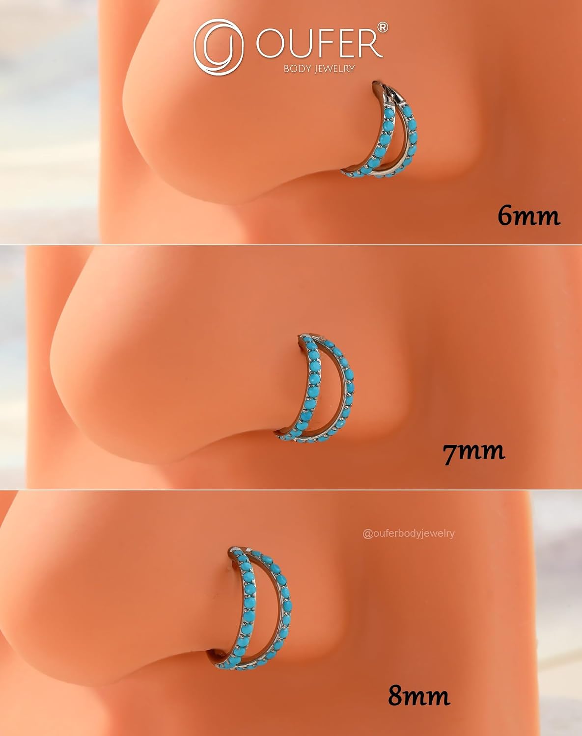 Thumbnail 5 de OUFER anneau nasal hinged clicker 6–8 mm 20G