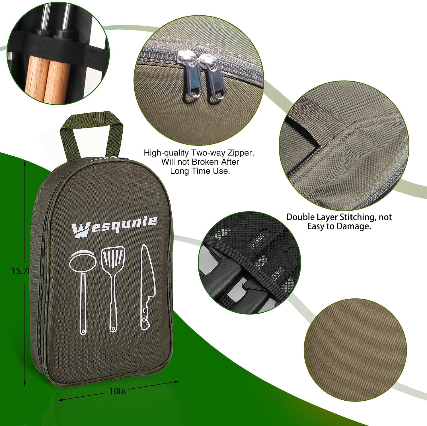Detalle 2 de Wesqunie Camping Cookware 30-Piece Silicone and Stainless Steel Utensil Set
