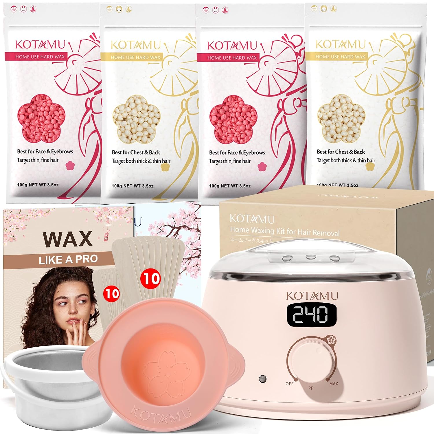 Detalle de KOTAMU KO-DIGITALWAXKIT Pink Digital Hard Wax Warmer Kit