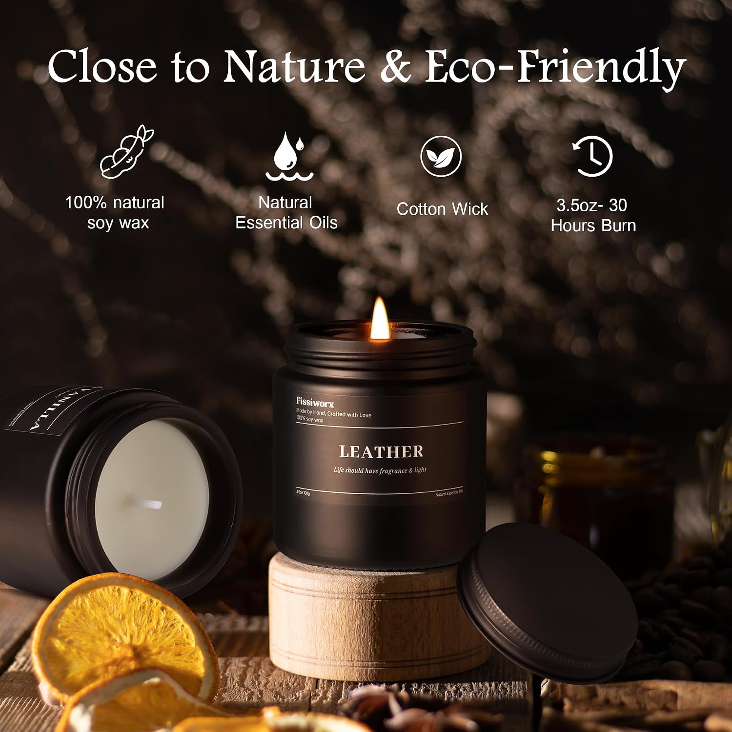 Detalle de 9 Pack Scented Candles Set for Men – Sage & Citrus, Grapefruit & Amber, Soy Wax Gift Box