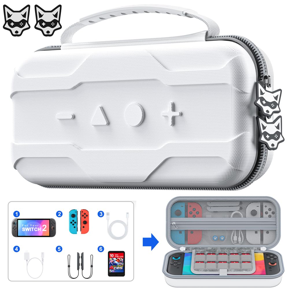 Detalle de HASACOOL Switch 2 Tasche – Wasserabweisend, stoßfest & 20 Kartenfächer für Nintendo Switch, Switch OLED & Switch 2 (Weiß)