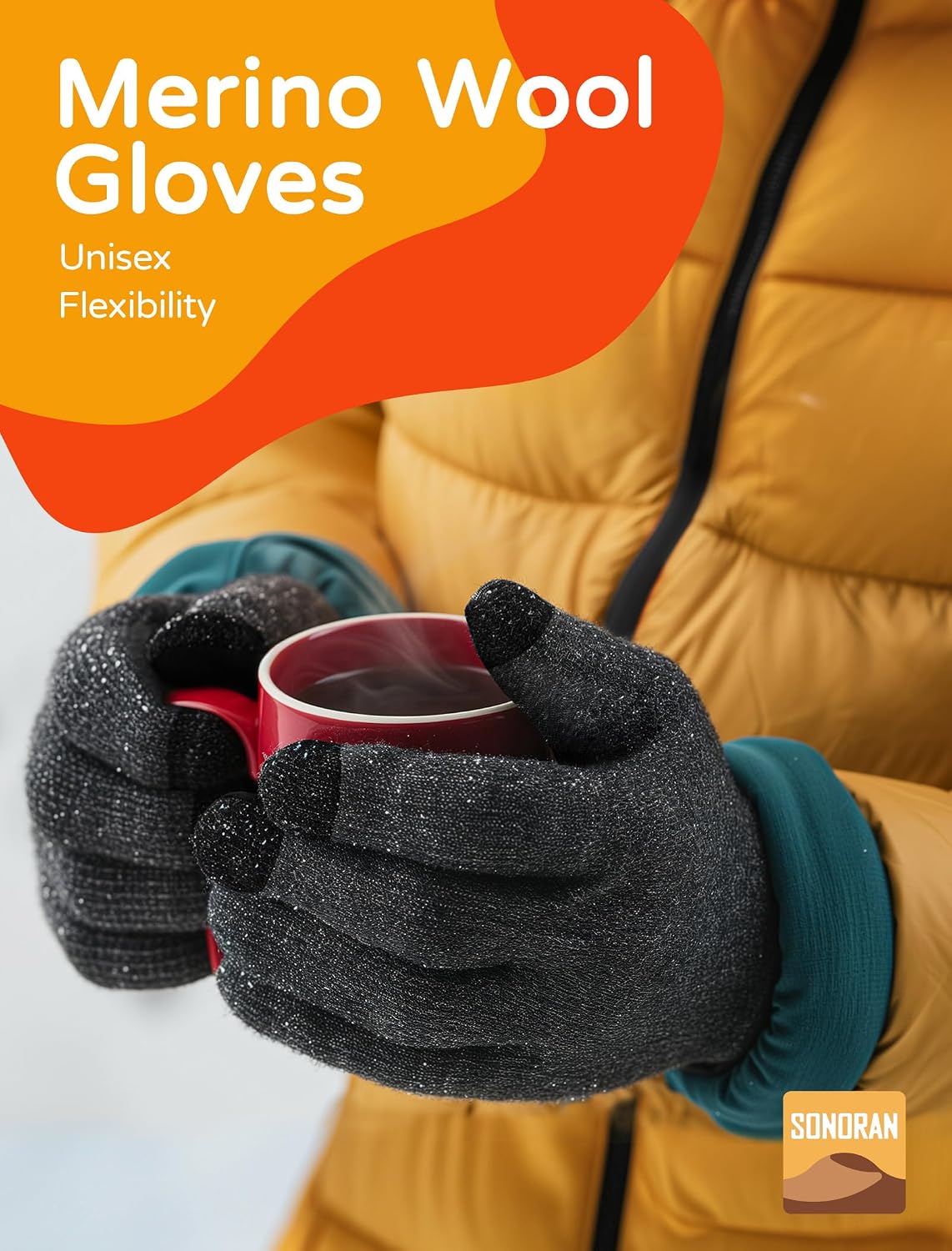 Detalle 2 de SONORAN Merino Wool Glove Liners with Touchscreen Fingertips and Windproof Cuffs