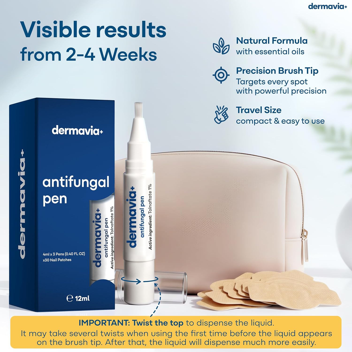 Detalle de DERMAVIA+ Toenail Fungus Treatment Pen with Tolnaftate and Tea Tree, 12 mL