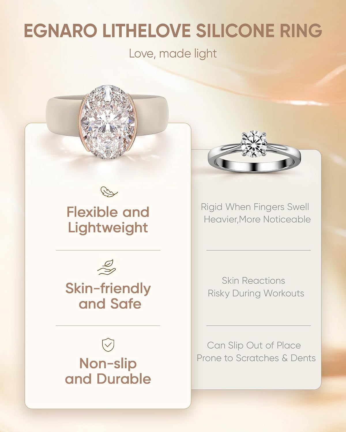 Thumbnail 6 de Egnaro Silicone Ring with Oval-Cut Cubic Zirconia