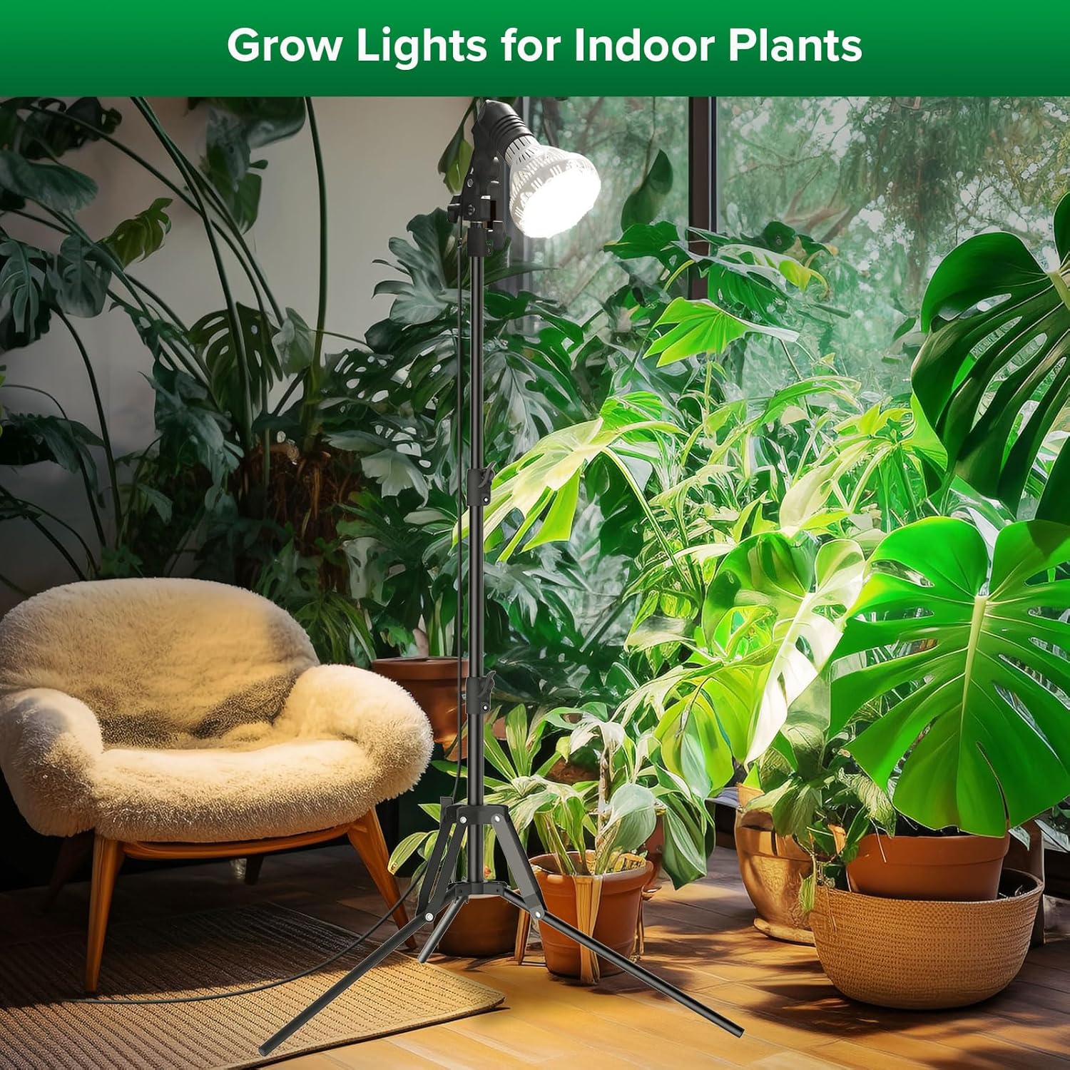 Thumbnail 6 de SANSI Lampada LED per piante 40W da interno con treppiede, dimmer e telecomando (E27, 4000K)