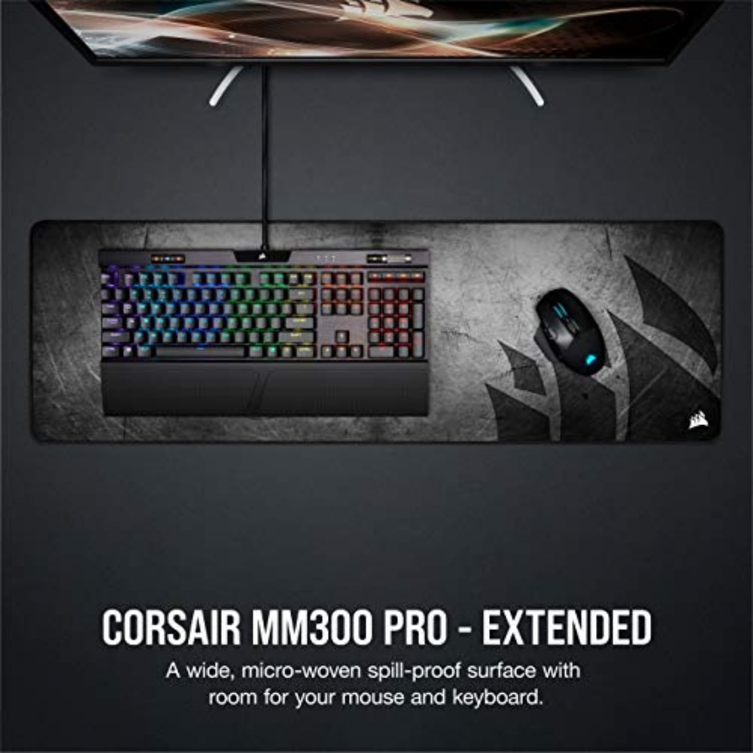 Thumbnail 1 de Corsair MM300 PRO Spritzwassergeschütztes Gaming-Mauspad Extended (93 × 30 cm) in Schwarz/Grau