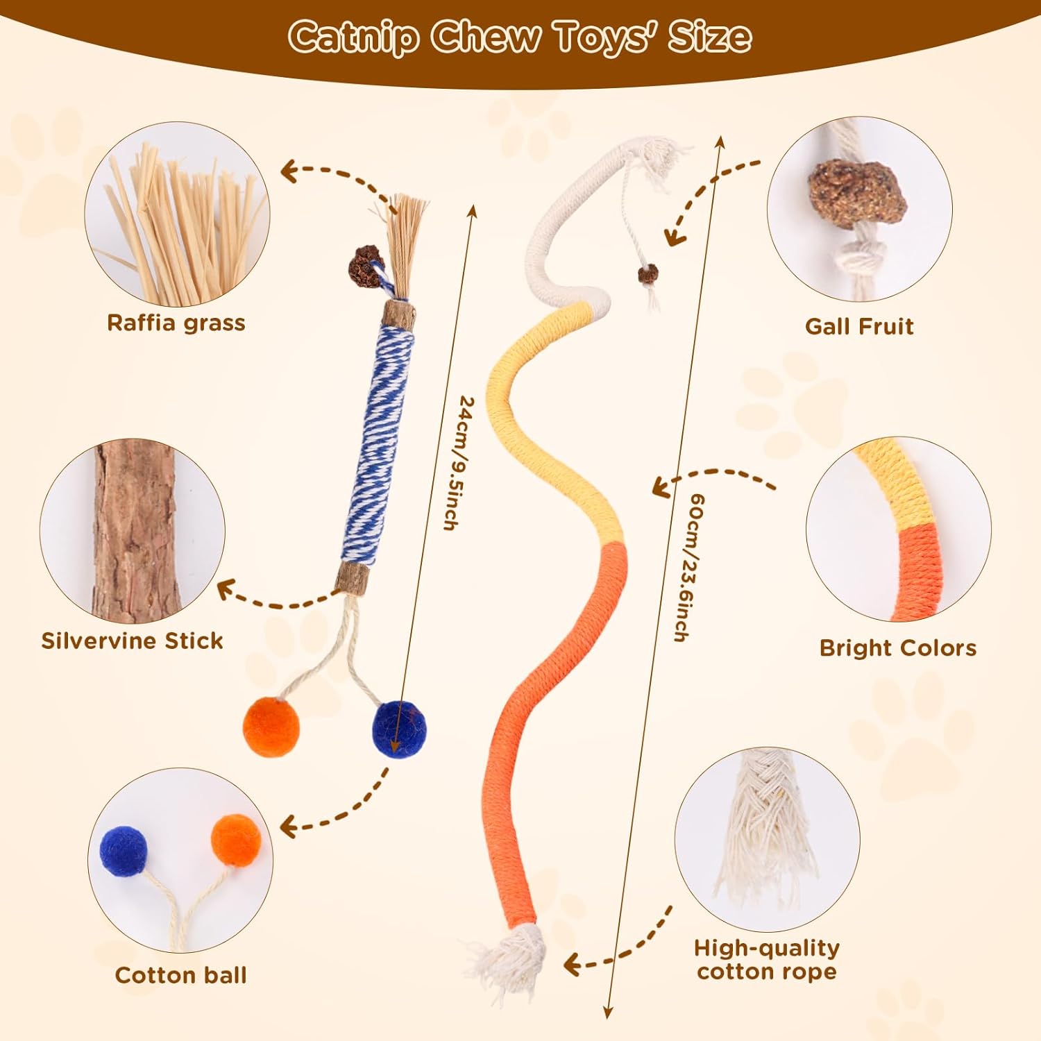 Thumbnail 6 de Uyubao Cat Toys: 8Pcs Cat Chew Ropes & Silvervine Sticks Set for Indoor Cats