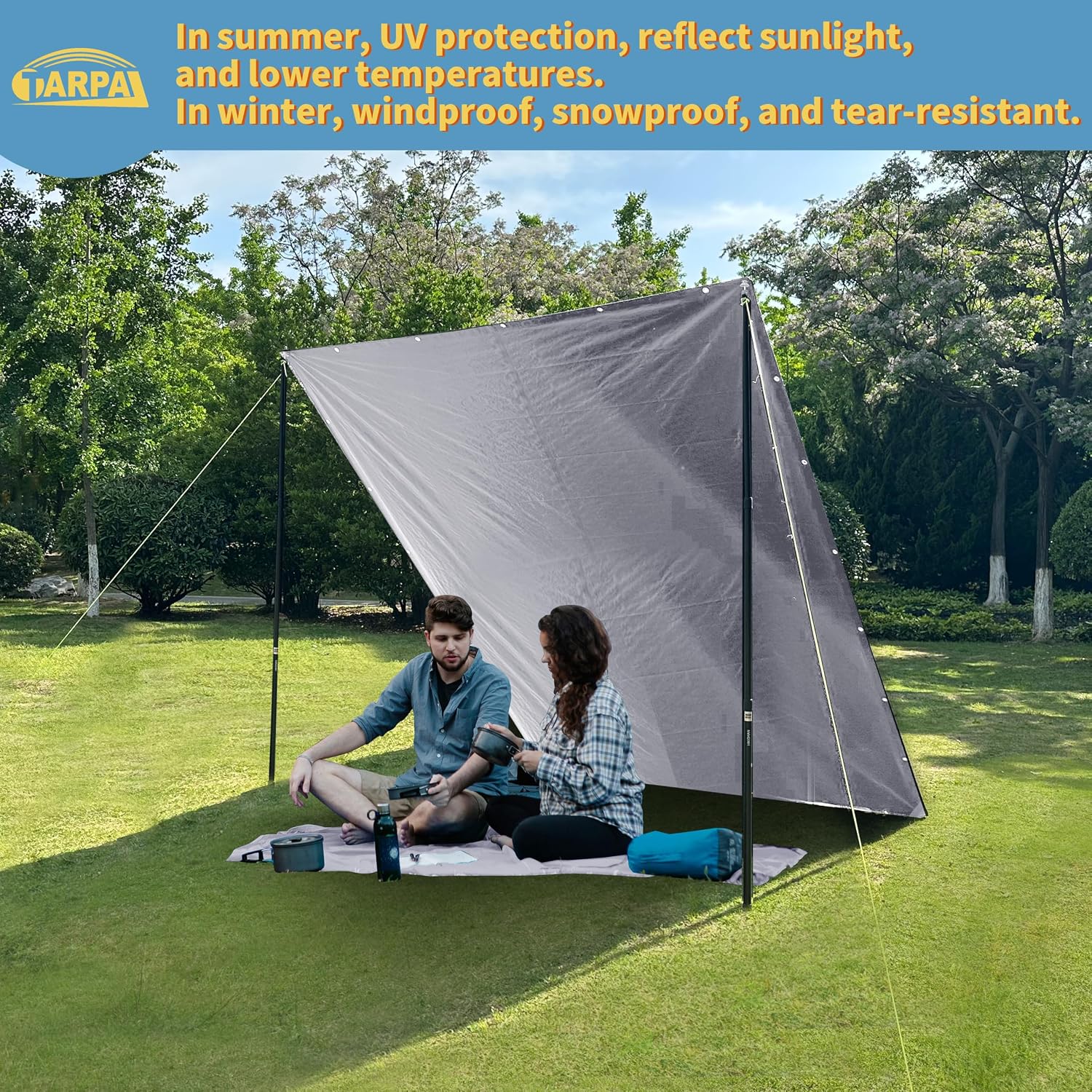 Detalle de TARPAL 14x14 Heavy Duty Silver Reflective Tarp (14mil) with Grommets