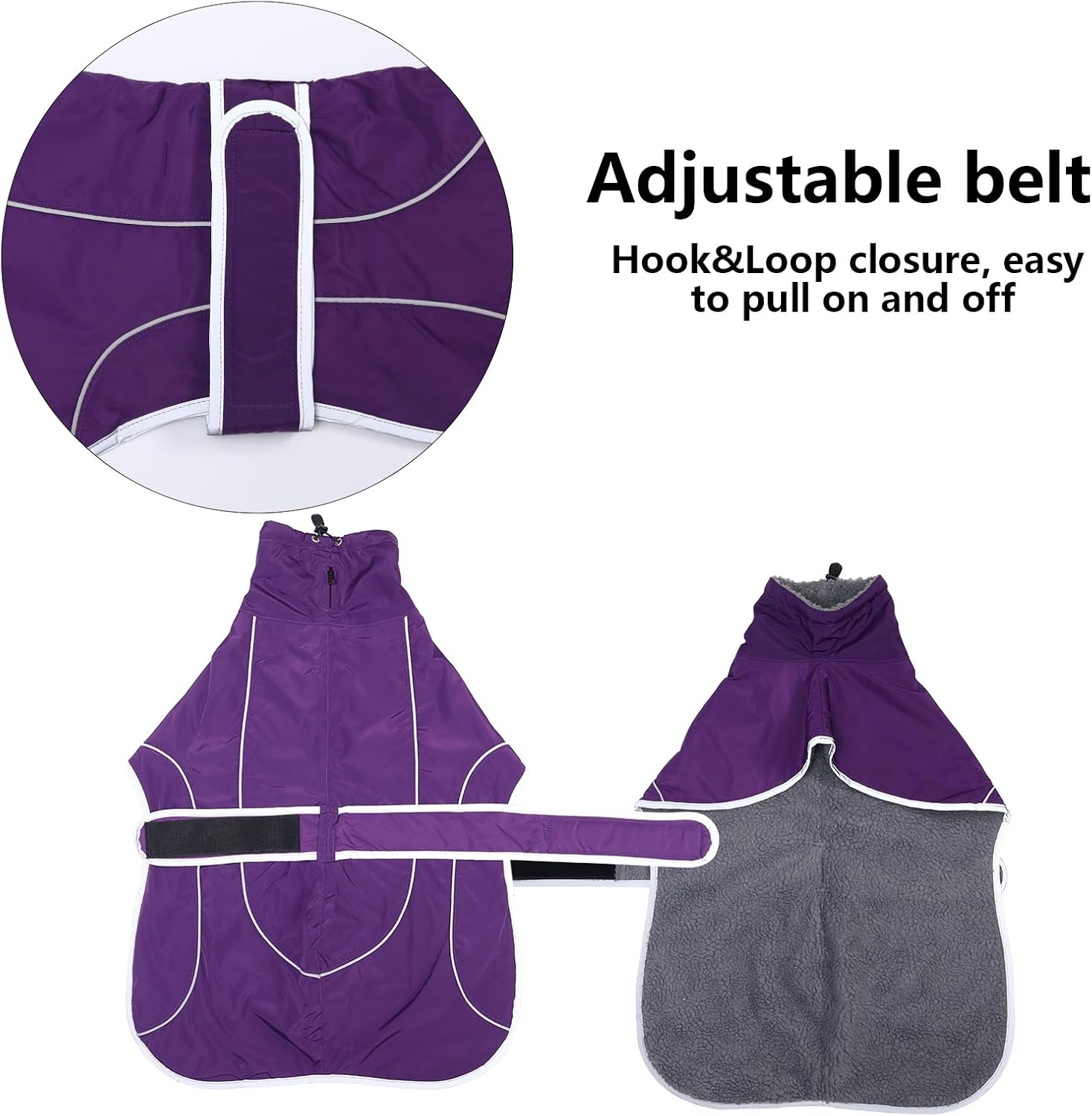 Thumbnail 4 de Morezi Greyhound Winter Coat, Whippet Coat with Padded Fleece Lining, Water-Resistant Dog Jacket in Purple (XXXLarge)