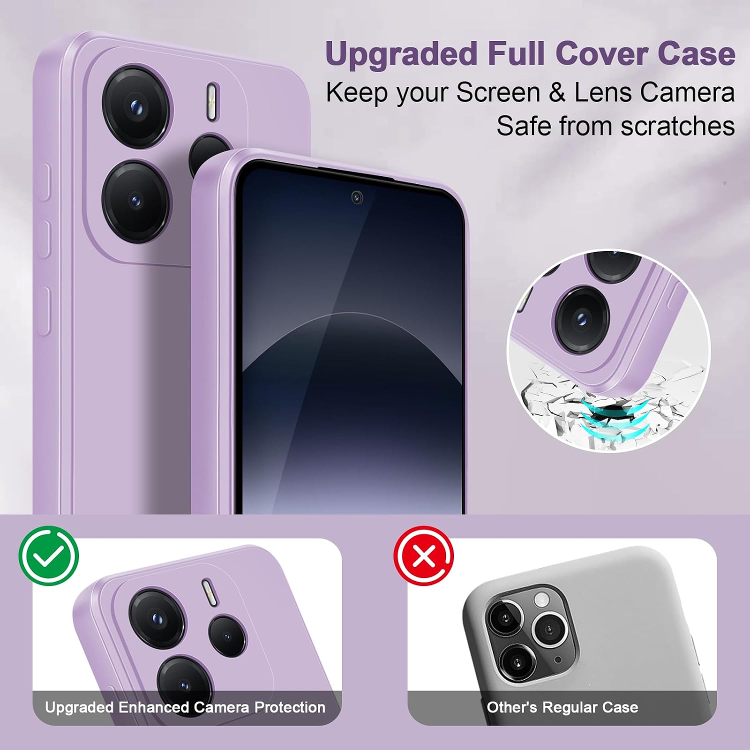 Thumbnail 1 de Btstring Hülle für Xiaomi Redmi Note 14 5G – Hochwertiges Seidenweiches Silikoncase (Helles Lila)