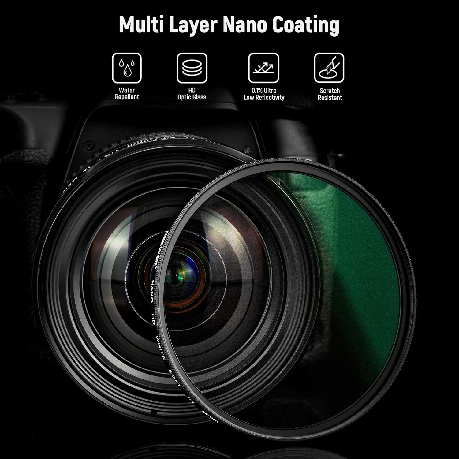 Thumbnail 4 de Neewer 55mm Soft White 1/4 Diffusion Mist Dreamy Filter for Video, Vlog & Portraits (Ultra Slim Nano-Coated)