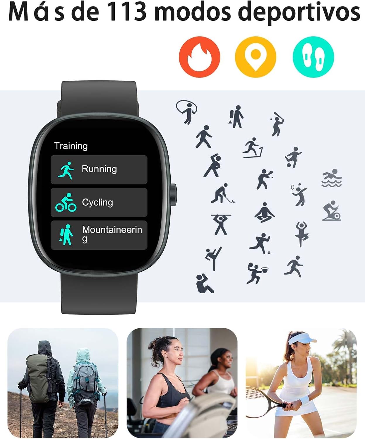 Detalle de HUAKUA Reloj Inteligente Smartwatch con 113 modos